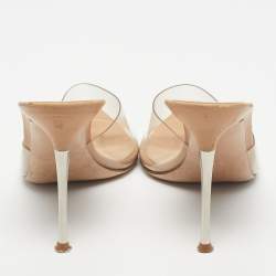 Pre Owned Gianvito Rossi Beige PVC Elle Slide Sandals Size 36.5