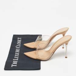 Pre Owned Gianvito Rossi Beige PVC Elle Slide Sandals Size 36.5