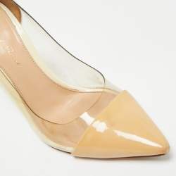 Pre Owned Gianvito Rossi Beige/Transparent Patent Leather and PVC Plexi Pointed Toe Pumps Size 36
