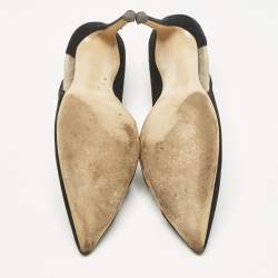 Pre Owned Gianvito Rossi Black Mesh and Suede Pointed Toe Pumps Size 37