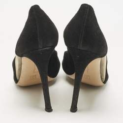 Pre Owned Gianvito Rossi Black Mesh and Suede Pointed Toe Pumps Size 37