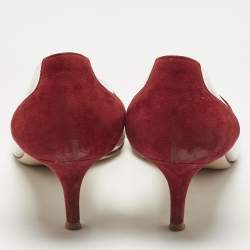 Pre Owned Gianvito Rossi Red/Transparent Suede and PVC Plexi Pumps Size 39.5