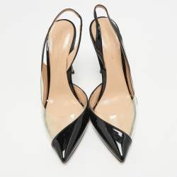 Pre Owned Gianvito Rossi Black Patent Leather and PVC Plexi Slingback Pumps Size 40