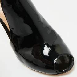 Pre Owned Gianvito Rossi Black Patent Leather Peep Toe Slide Sandals Size 40