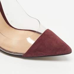Pre Owned Gianvito Rossi Burgundy Suede and PVC Plexi Pumps Size 39