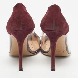 Pre Owned Gianvito Rossi Burgundy Suede and PVC Plexi Pumps Size 39