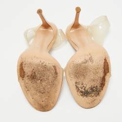 Pre Owned Gianvito Rossi Beige PVC Metropolis Slingback Sandals Size 37.5