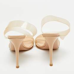 Pre Owned Gianvito Rossi Beige PVC Metropolis Slingback Sandals Size 37.5
