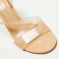 Pre Owned Gianvito Rossi Beige PVC Metropolis Slingback Sandals Size 37.5