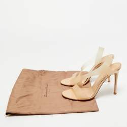 Pre Owned Gianvito Rossi Beige PVC Metropolis Slingback Sandals Size 37.5