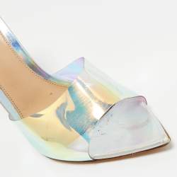 Pre Owned Gianvito Rossi Iridescent PVC Elle Slide Sandals Size 39