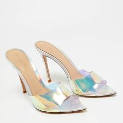 Pre Owned Gianvito Rossi Iridescent PVC Elle Slide Sandals Size 39