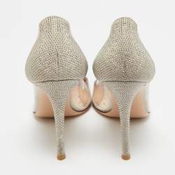 Pre Owned Gianvito Rossi PVC And Suede Stud Embellished Plexi Pumps Size 38.5