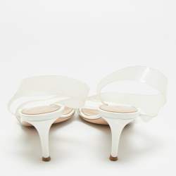 Pre Owned Gianvito Rossi White PVC Metropolis Slingback Sandals Size 37.5