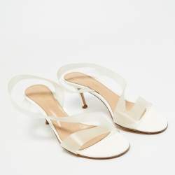 Pre Owned Gianvito Rossi White PVC Metropolis Slingback Sandals Size 37.5