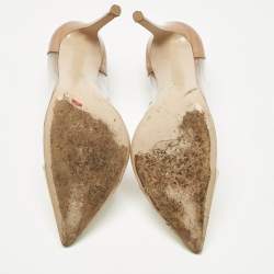 Pre Owned Gianvito Rossi Cream/Beige Patent Leather and PVC Plexi Pumps Size 39.5