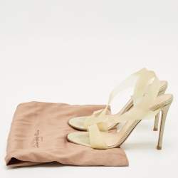 Pre Owned Gianvito Rossi Metallic Gold PVC Metropolis Slingback Sandals Size 37.5