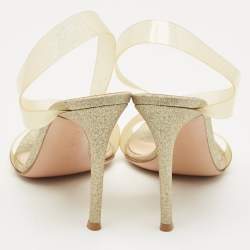 Pre Owned Gianvito Rossi Metallic Gold PVC Metropolis Slingback Sandals Size 37.5