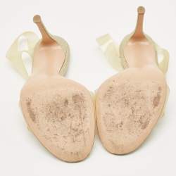 Pre Owned Gianvito Rossi Metallic Gold PVC Metropolis Slingback Sandals Size 37.5