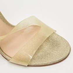 Pre Owned Gianvito Rossi Metallic Gold PVC Metropolis Slingback Sandals Size 37.5