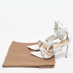 Pre Owned Gianvito Rossi White Leather Belted Ankle-Strap Sandals Size 38