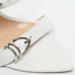 Pre Owned Gianvito Rossi White Leather Belted Ankle-Strap Sandals Size 38