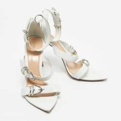 Pre Owned Gianvito Rossi White Leather Belted Ankle-Strap Sandals Size 38