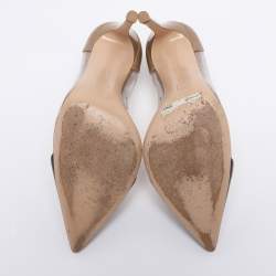 Pre Owned Gianvito Rossi Nude/Black Patent Leather And PVC Plexi Pointed Toe Pumps Size 35