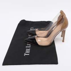 Pre Owned Gianvito Rossi Nude/Black Patent Leather And PVC Plexi Pointed Toe Pumps Size 35