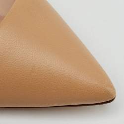 Pre Owned Gianvito Rossi Beige/Transparent Leather and PVC Plexi Pointed Toe Pumps Size 36.5