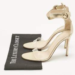 Pre Owned Gianvito Rossi Gold Leather and PVC Stella Ankle Strap Sandals Size 39