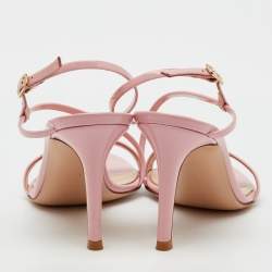 Pre Owned Gianvito Rossi Pink Patent Leather Manhattan Slingback Sandals Size 34