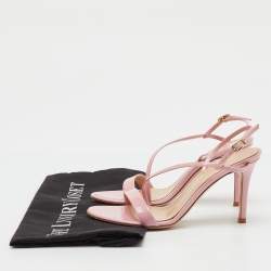 Pre Owned Gianvito Rossi Pink Patent Leather Manhattan Slingback Sandals Size 34
