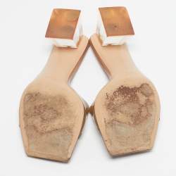 Pre Owned Gianvito Rossi Beige PVC  Cosmic Mules Size 38