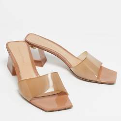 Pre Owned Gianvito Rossi Beige PVC  Cosmic Mules Size 38