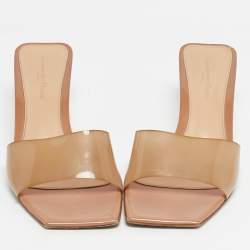 Pre Owned Gianvito Rossi Beige PVC  Cosmic Mules Size 38