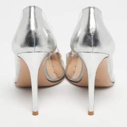 Pre Owned Gianvito Rossi Transparent/Silver Leather and PVC Plexi Pumps Size 38