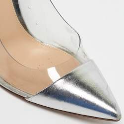 Pre Owned Gianvito Rossi Transparent/Silver Leather and PVC Plexi Pumps Size 38