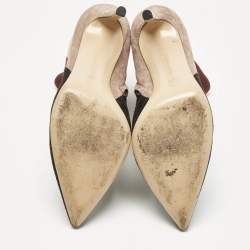 Pre Owned Gianvito Rossi Tricolor Suede Colorblock Zip Ankle Length Boots Size 38