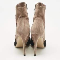 Pre Owned Gianvito Rossi Tricolor Suede Colorblock Zip Ankle Length Boots Size 38