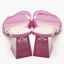 Pre Owned Gianvito Rossi Pink PVC Cosmic Slide Sandals Size 38