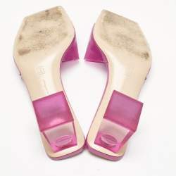 Pre Owned Gianvito Rossi Pink PVC Cosmic Slide Sandals Size 38