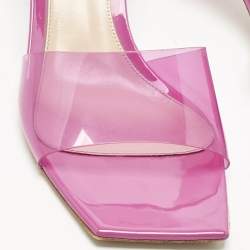 Pre Owned Gianvito Rossi Pink PVC Cosmic Slide Sandals Size 38