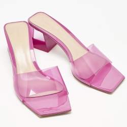 Pre Owned Gianvito Rossi Pink PVC Cosmic Slide Sandals Size 38