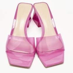 Pre Owned Gianvito Rossi Pink PVC Cosmic Slide Sandals Size 38