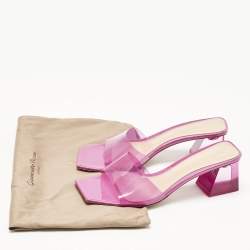 Pre Owned Gianvito Rossi Pink PVC Cosmic Slide Sandals Size 38