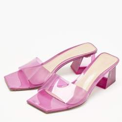 Pre Owned Gianvito Rossi Pink PVC Cosmic Slide Sandals Size 38