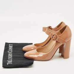 Pre Owned Gianvito Rossi Beige Patent Leather Mary Jane Pumps Size 38