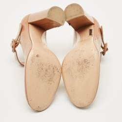 Pre Owned Gianvito Rossi Beige Patent Leather Mary Jane Pumps Size 38