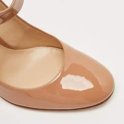 Pre Owned Gianvito Rossi Beige Patent Leather Mary Jane Pumps Size 38
